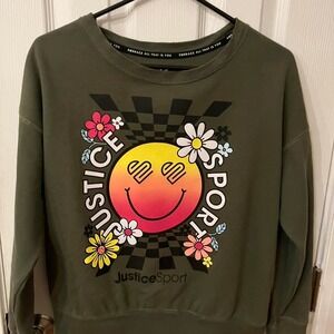 Justice Sport green and yellow crewneck sweatshirt #JusticeSport. Youth L